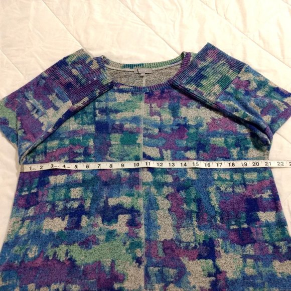 HABITAT Sweater Top Women's S Multicolor Collage Thin Fleece Boxy 3/4 Sleeves - Picture 10 of 11